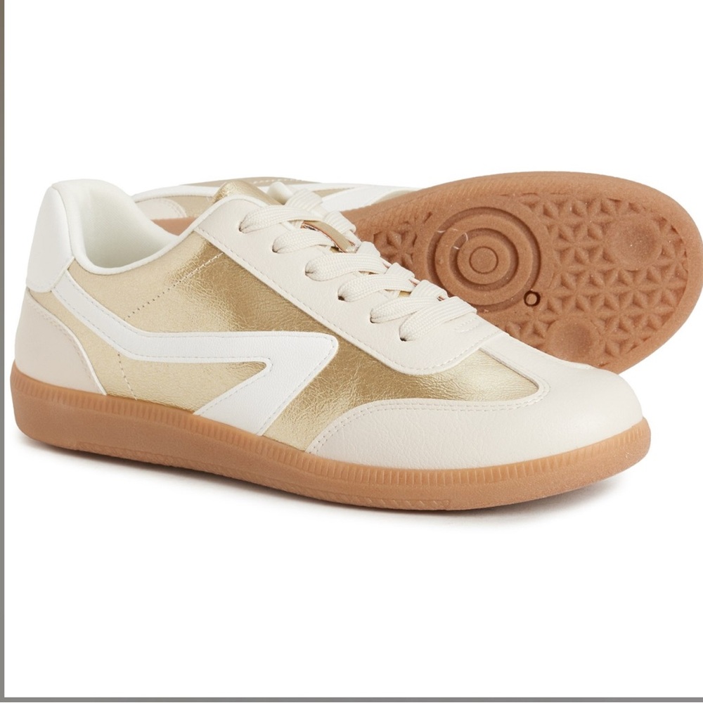 DV by Dolce Vita Cream and Gold Sneakers